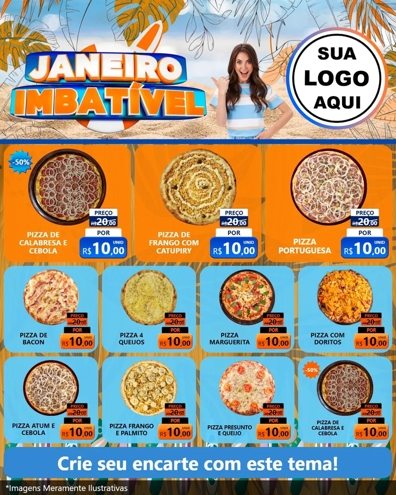 Modelo de Rede Social para Feed Instagram com o tema Janeiro Imbatível para Pizzaria