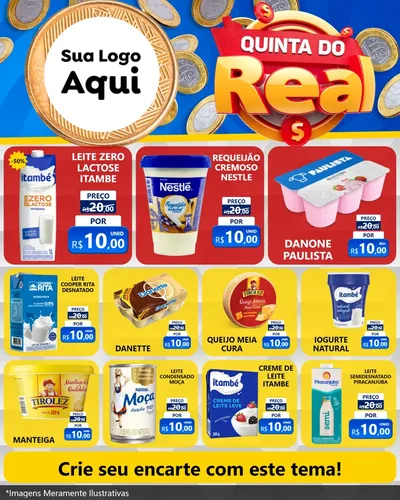 Modelo de Rede Social para Feed Instagram com o tema Quinta do Real para Frios e Laticínios
