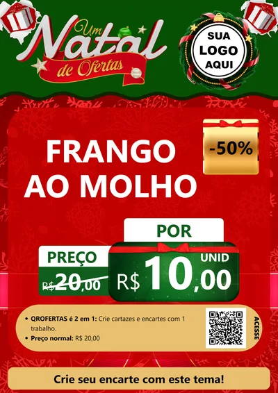 Modelo de Cartaz para Cartaz A4 Vertical com o tema Um Natal de Ofertas para Restaurante
