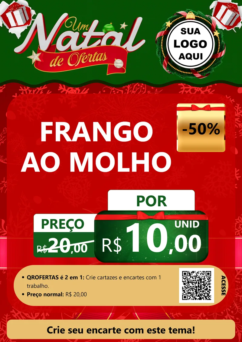 Modelo de Cartaz para Cartaz A4 Vertical com o tema Um Natal de Ofertas para Restaurante