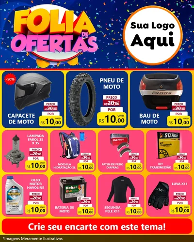 Modelo de Rede Social para Feed Instagram com o tema Folia de Ofertas para Moto peças