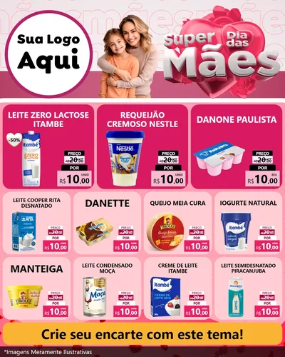 Modelo de Rede Social para Feed Instagram com o tema Super Dia Das Mães para Frios e Laticínios