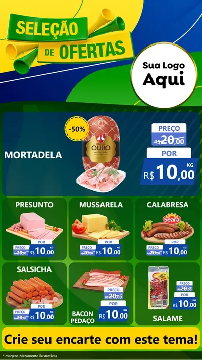 Modelo de Rede Social para Stories com o tema Seleção de Ofertas - Copa para Frios e Laticínios