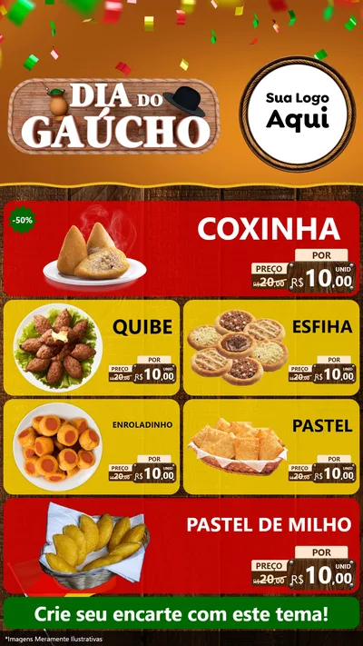 Modelo de TV para TV Vertical com o tema Dia do Gaúcho para Salgadaria