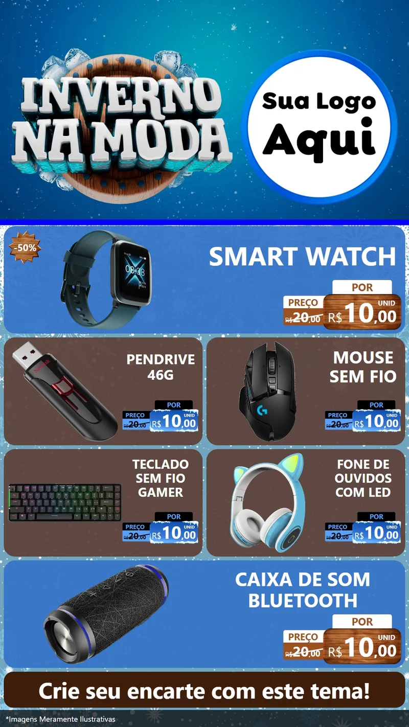 Modelo de TV para TV Vertical com o tema Inverno na Moda para Informática
