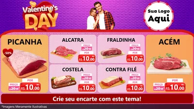 Modelo de TV para TV Horizontal com o tema Valentine's Day para Açougue