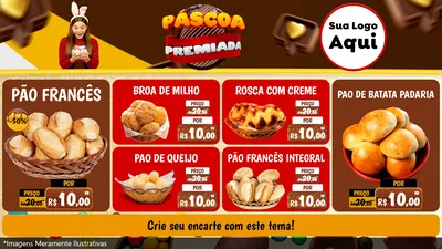 Modelo de TV para TV Horizontal com o tema Páscoa Premiada para Padaria