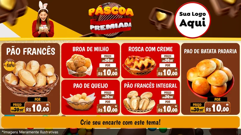 Modelo de TV para TV Horizontal com o tema Páscoa Premiada para Padaria