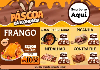 Modelo de Encarte para Encarte A4 Horizontal com o tema Páscoa da Economia para Assados