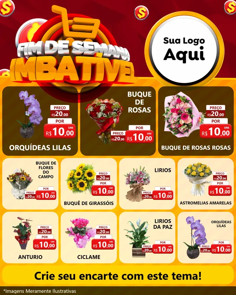 Modelo de Rede Social para Feed Instagram com o tema Fim de Semana Imbatível para Floricultura e jardim