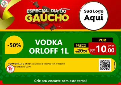 Modelo de Cartaz para Cartaz A4 Horizontal com o tema Especial Dia do Gaúcho para Distribuidora de bebidas