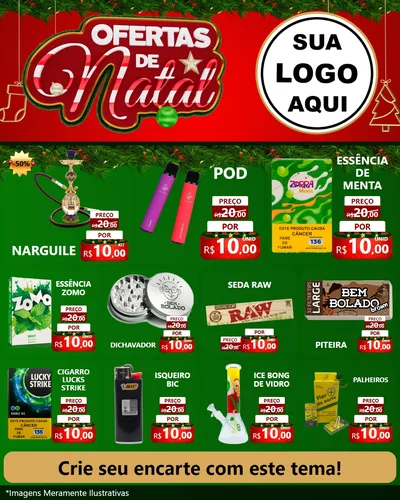 Modelo de Rede Social para Feed Instagram com o tema Ofertas de Natal para Tabacaria