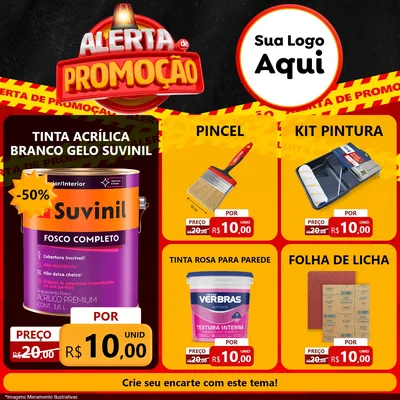 Modelo de Rede Social para Feed Facebook com o tema Alerta de Promoção para Tintas e Ferramentas