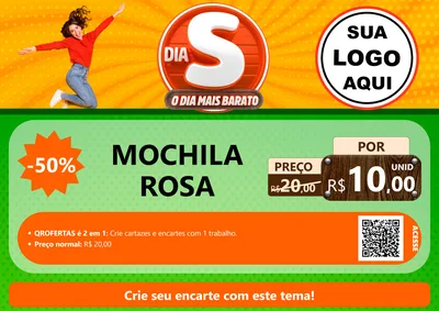 Modelo de Cartaz para Cartaz A4 Horizontal com o tema Dia S - O Dia Mais Barato para Papelaria
