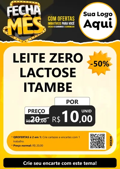 Modelo de Cartaz para Cartaz A4 Vertical com o tema Fecha Mês para Frios e Laticínios