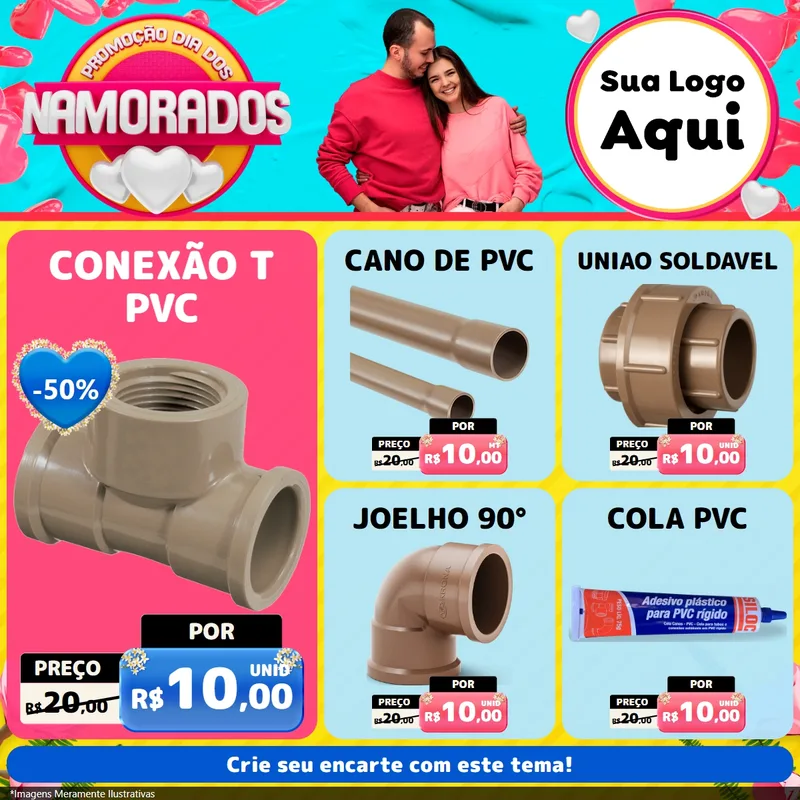 Modelo de Rede Social para Feed Facebook com o tema Promoção Dia dos Namorados para Tubos e conexões