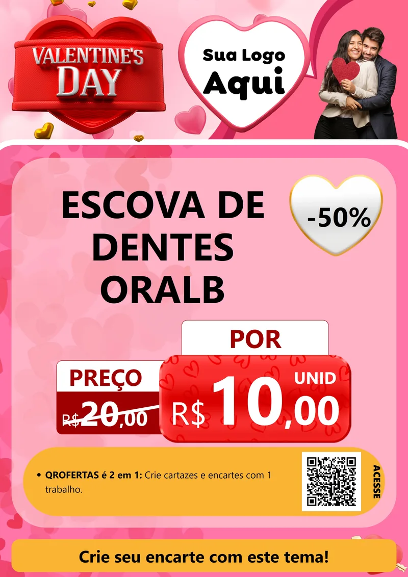 Modelo de Cartaz para Cartaz A4 Vertical com o tema Valentine's Day para Higiene Pessoal