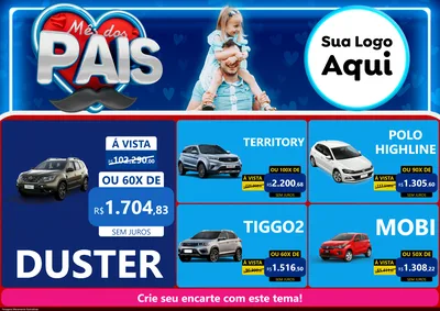 Modelo de Encarte para Encarte A4 Horizontal com o tema Mês Dos Pais para Concessionaria de Carros