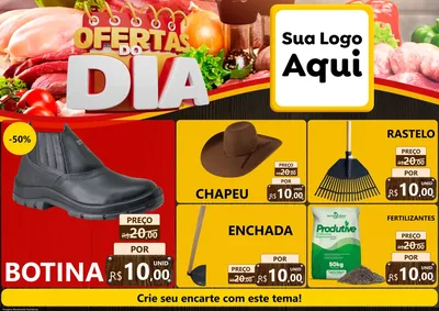 Modelo de Encarte para Encarte A4 Horizontal com o tema Ofertas do Dia para Agropecuária