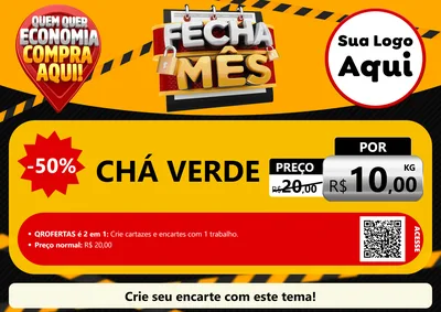 Modelo de Cartaz para Cartaz A4 Horizontal com o tema Fecha Mês para Produtos Naturais