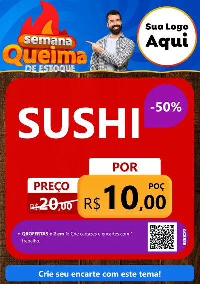 Modelo de Cartaz para Cartaz A4 Vertical com o tema Semana Queima de Estoque para Comida japonesa