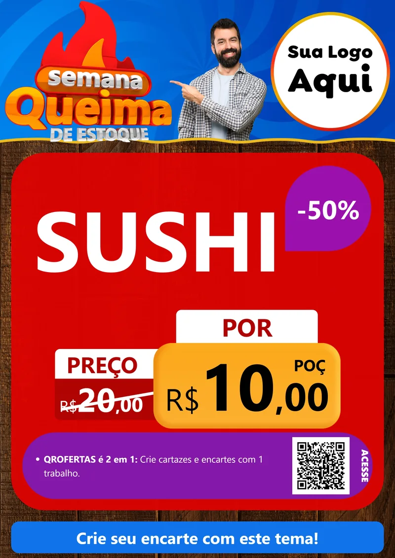Modelo de Cartaz para Cartaz A4 Vertical com o tema Semana Queima de Estoque para Comida japonesa