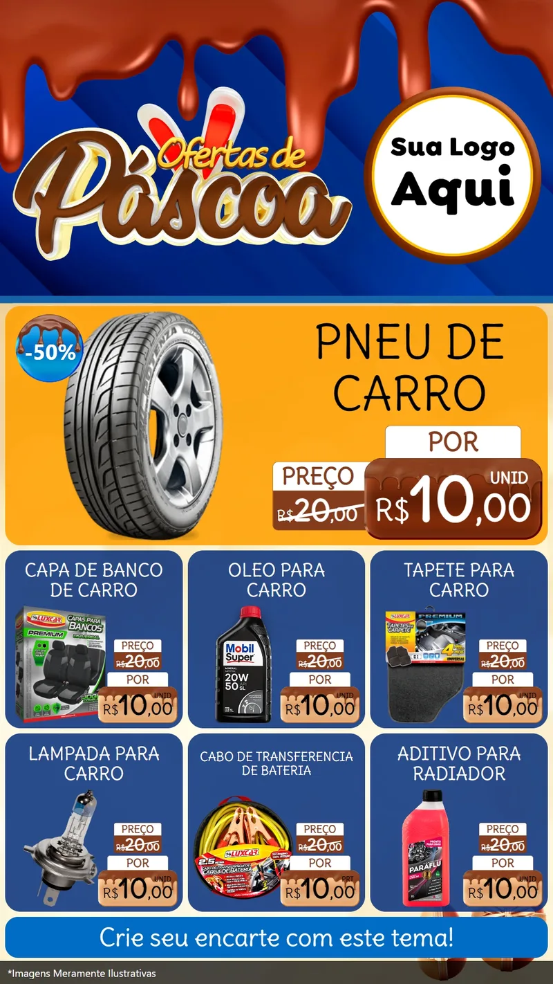 Modelo de Rede Social para Stories com o tema Ofertas de Páscoa para Auto peças