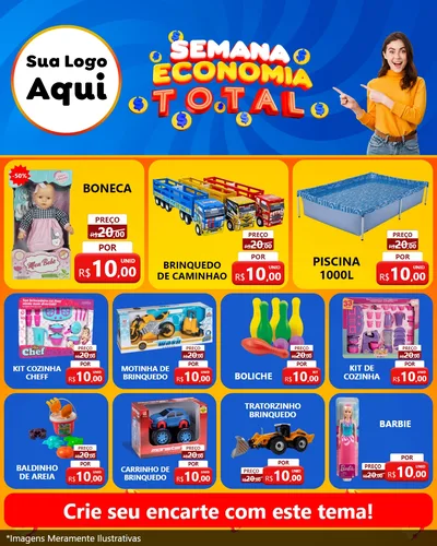 Modelo de Rede Social para Feed Instagram com o tema Semana Economia Total para Brinquedos
