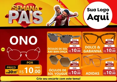 Modelo de Encarte para Encarte A4 Horizontal com o tema Semana Dos Pais para Óticas