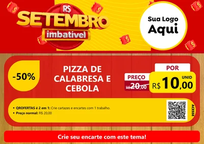 Modelo de Cartaz para Cartaz A4 Horizontal com o tema Setembro Imbatível para Pizzaria