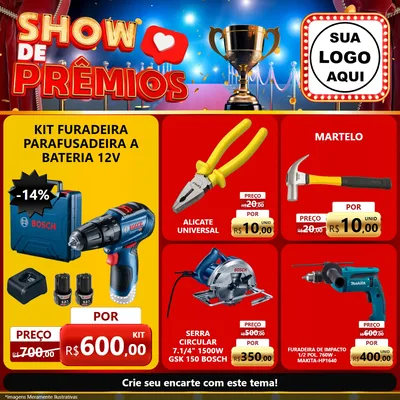 Modelo de Rede Social para Feed Facebook com o tema Show de Prêmios para Maquinas e Ferramentas