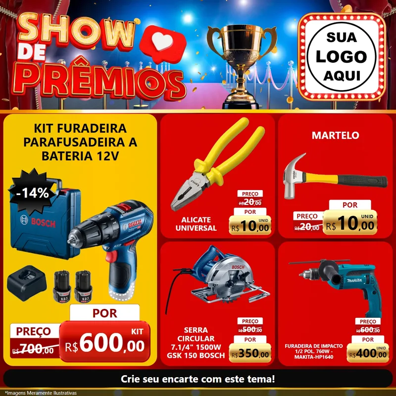 Modelo de Rede Social para Feed Facebook com o tema Show de Prêmios para Maquinas e Ferramentas