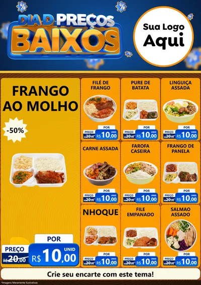 Modelo de Encarte para Encarte A4 Vertical com o tema Dia D Preço Baixo para Restaurante
