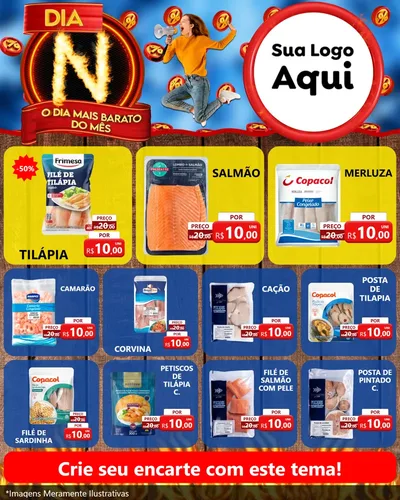 Modelo de Rede Social para Feed Instagram com o tema Dia N - O Dia Mais Barato Do Mês para Peixaria