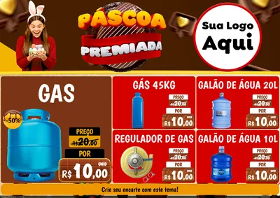 Modelo de Encarte para Encarte A4 Horizontal com o tema Páscoa Premiada para Água e gás