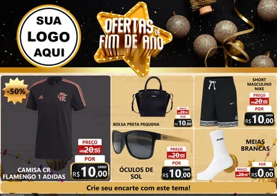 Modelo de Encarte para Encarte A4 Horizontal com o tema Ofertas de Fim de Ano para Roupas e acessórios