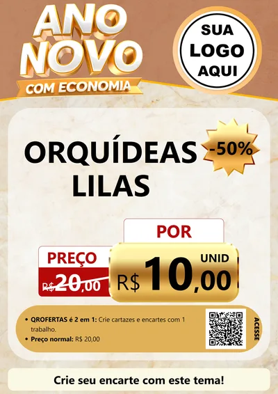 Modelo de Cartaz para Cartaz A4 Vertical com o tema Ano Novo Com Economia para Floricultura e jardim