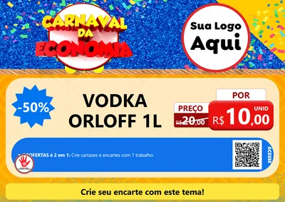 Modelo de Cartaz para Cartaz A4 Horizontal com o tema Carnaval da Economia para Distribuidora de bebidas