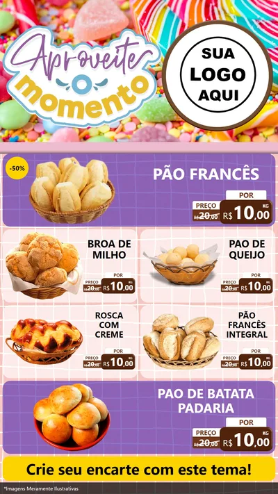 Modelo de TV para TV Vertical com o tema Aproveite o Momento - Doces para Padaria