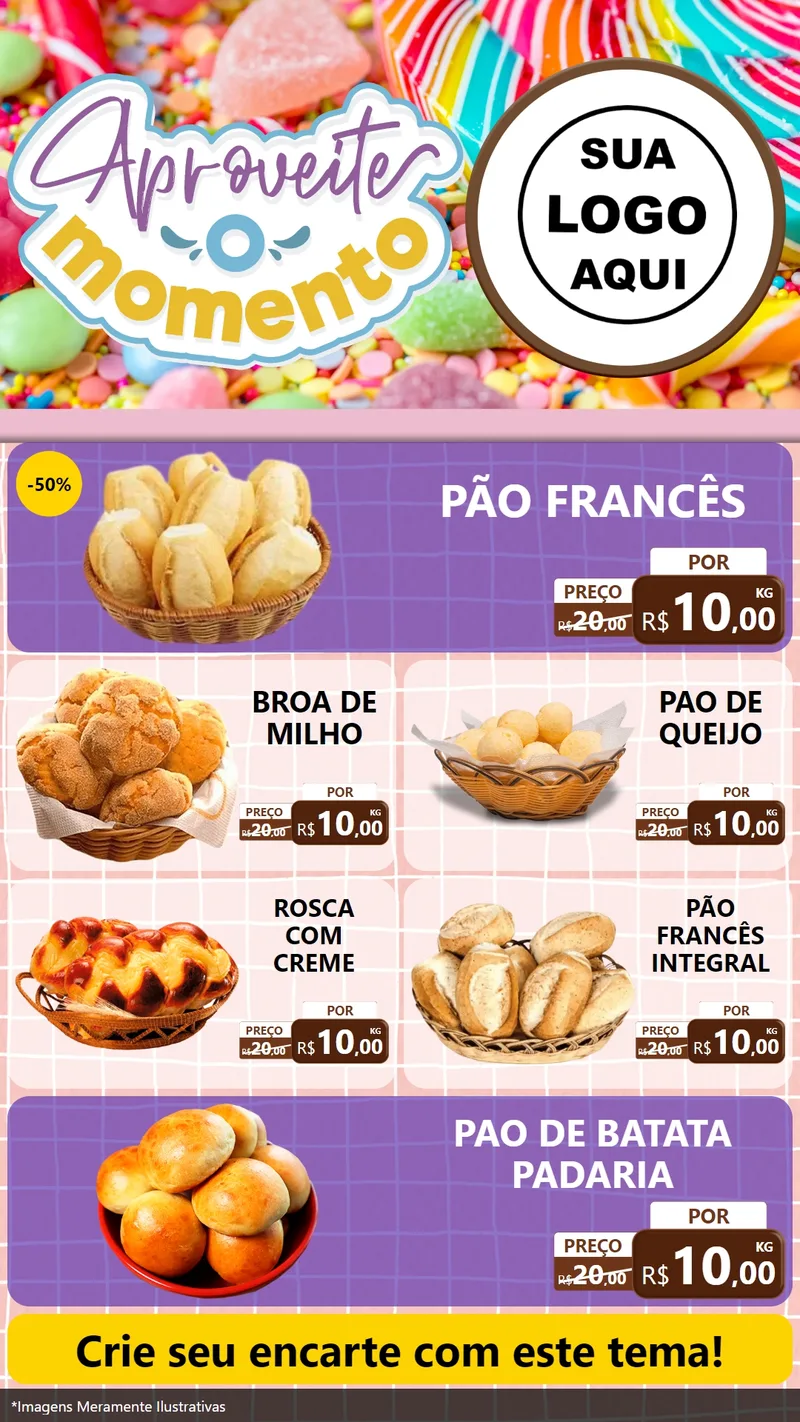 Modelo de TV para TV Vertical com o tema Aproveite o Momento - Doces para Padaria