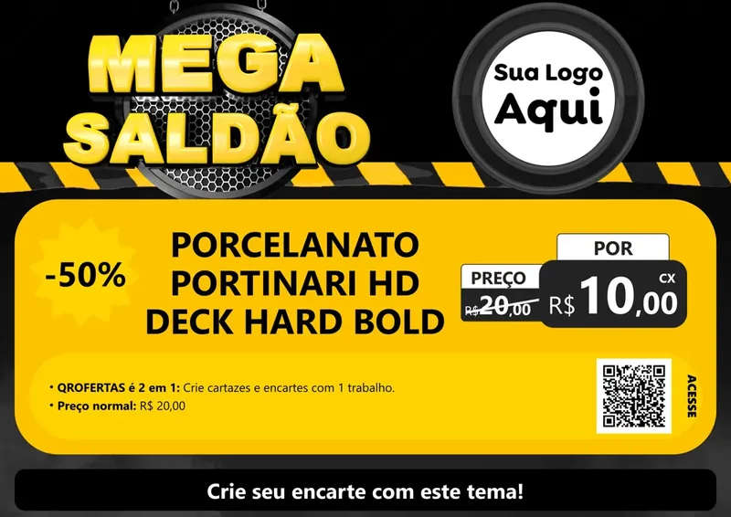 Modelo de Cartaz para Cartaz A4 Horizontal com o tema Mega Saldão para Pisos e revestimentos
