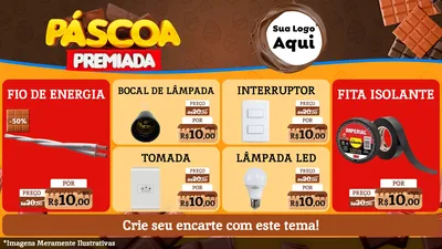 Modelo de TV para TV Horizontal com o tema Páscoa Premiada para Materiais Elétricos