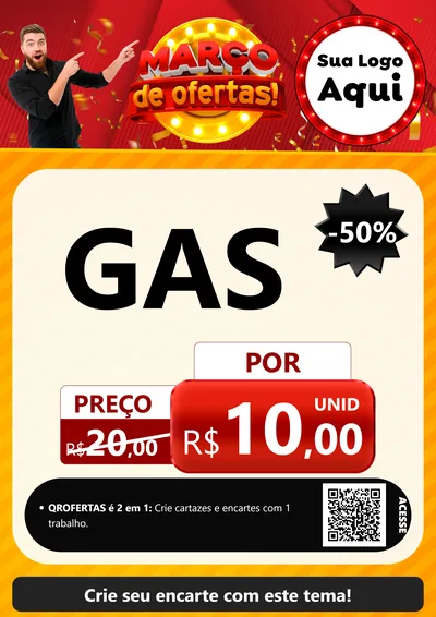 Modelo de Cartaz para Cartaz A4 Vertical com o tema Março de Ofertas! para Água e gás
