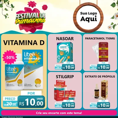 Modelo de Rede Social para Feed Facebook com o tema Festival de Primavera para Farmácia