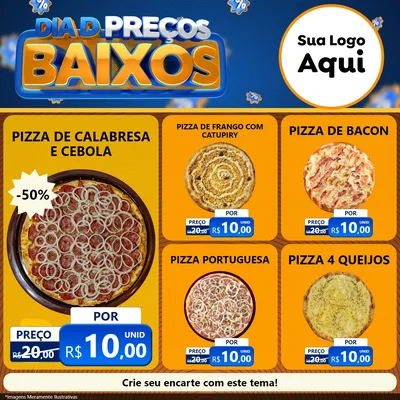Modelo de Rede Social para Feed Facebook com o tema Dia D Preço Baixo para Pizzaria