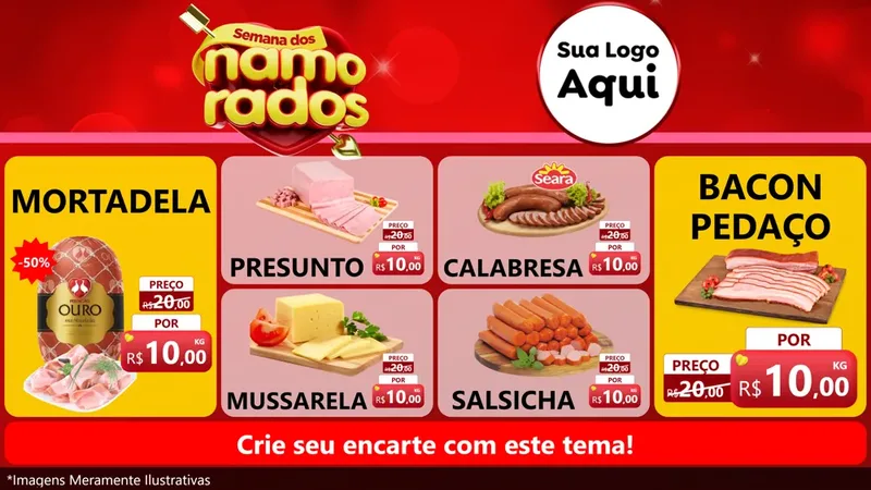 Modelo de TV para TV Horizontal com o tema Semana dos namorados para Frios e Laticínios