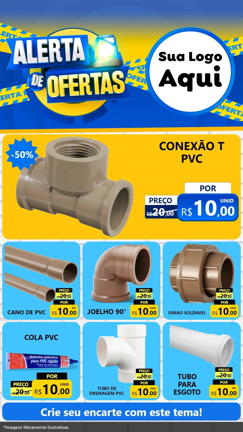 Modelo de Rede Social para Stories com o tema Alerta de Ofertas para Tubos e conexões