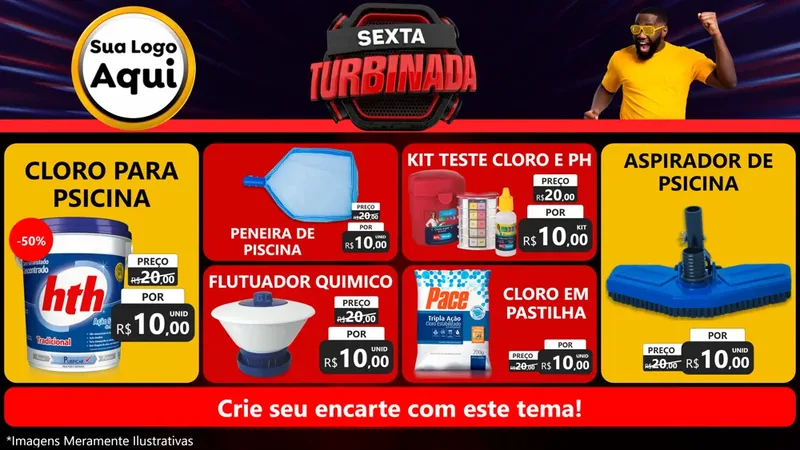 Modelo de TV para TV Horizontal com o tema Sexta Turbinada para Produtos para Piscina