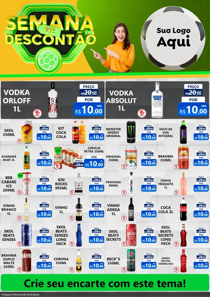 Modelo de Encarte para Encarte A4 Vertical com o tema Semana de Descontão - Copa para Distribuidora de bebidas