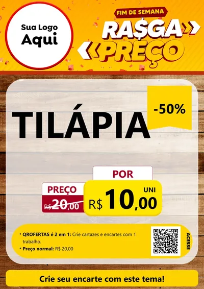 Modelo de Cartaz para Cartaz A4 Vertical com o tema Fim de Semana Rasga Preços para Peixaria